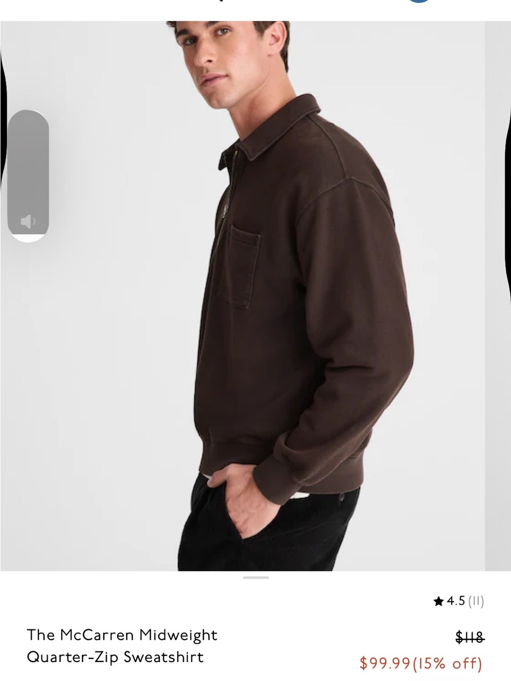 Madewell Men's Brown Quarter-Zip Sweater